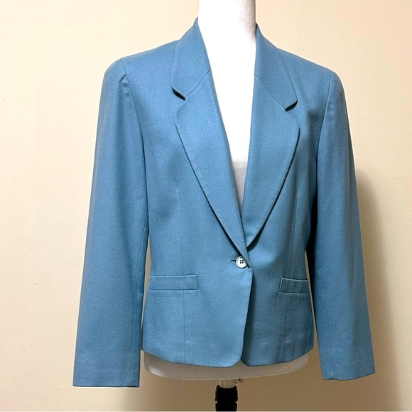 NWOT Pendleton Beautiful Blue Pure Wool One Button Jacket Suit Coat Blazer 8 - Picture 11 of 15